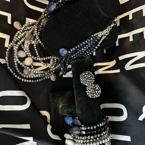 Sassy Jones MALIA SET- Elegant Black and Silver Beaded Jewelry